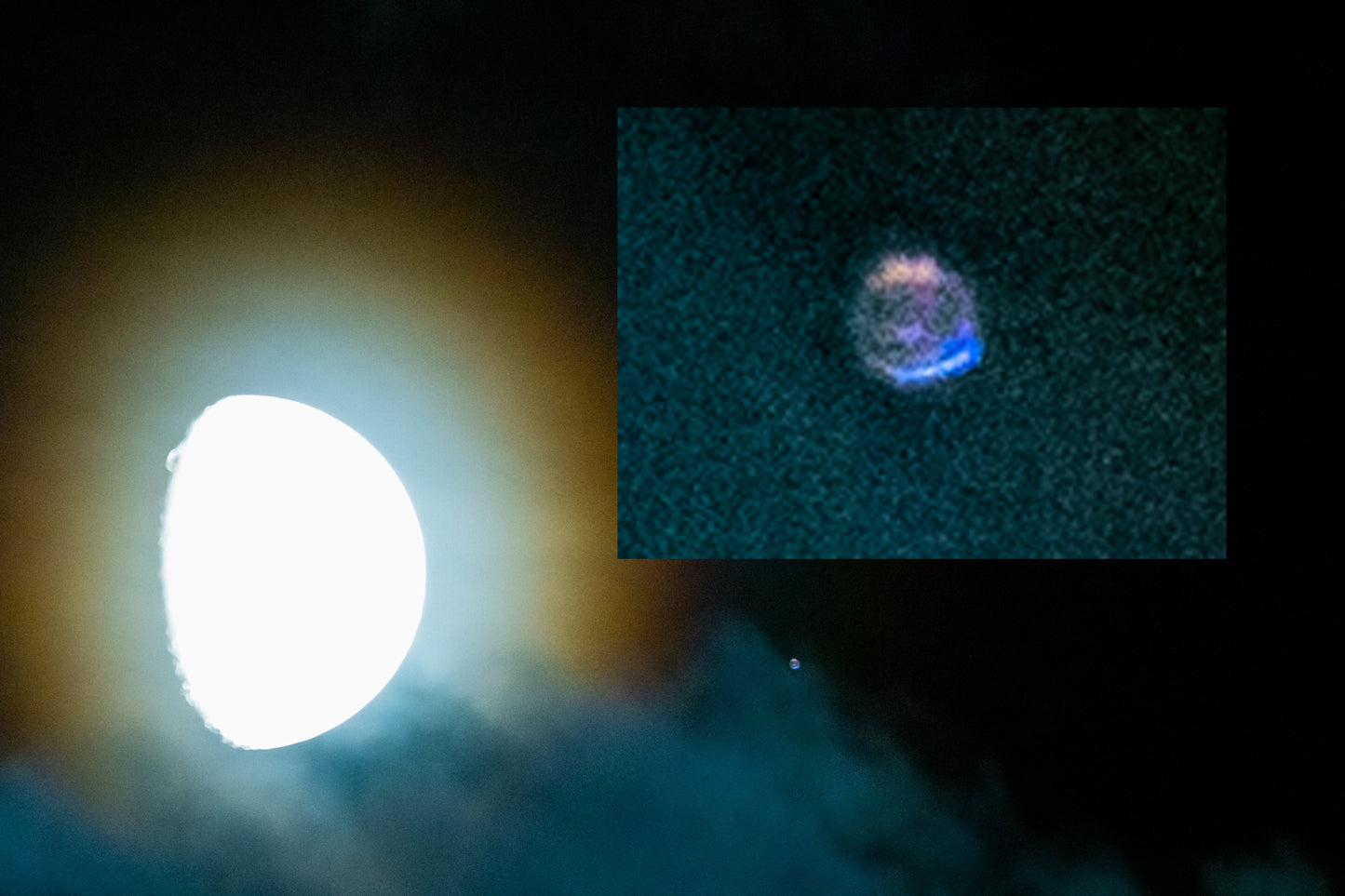 Mystical Energy: Luminous Cluster Near the Moon.