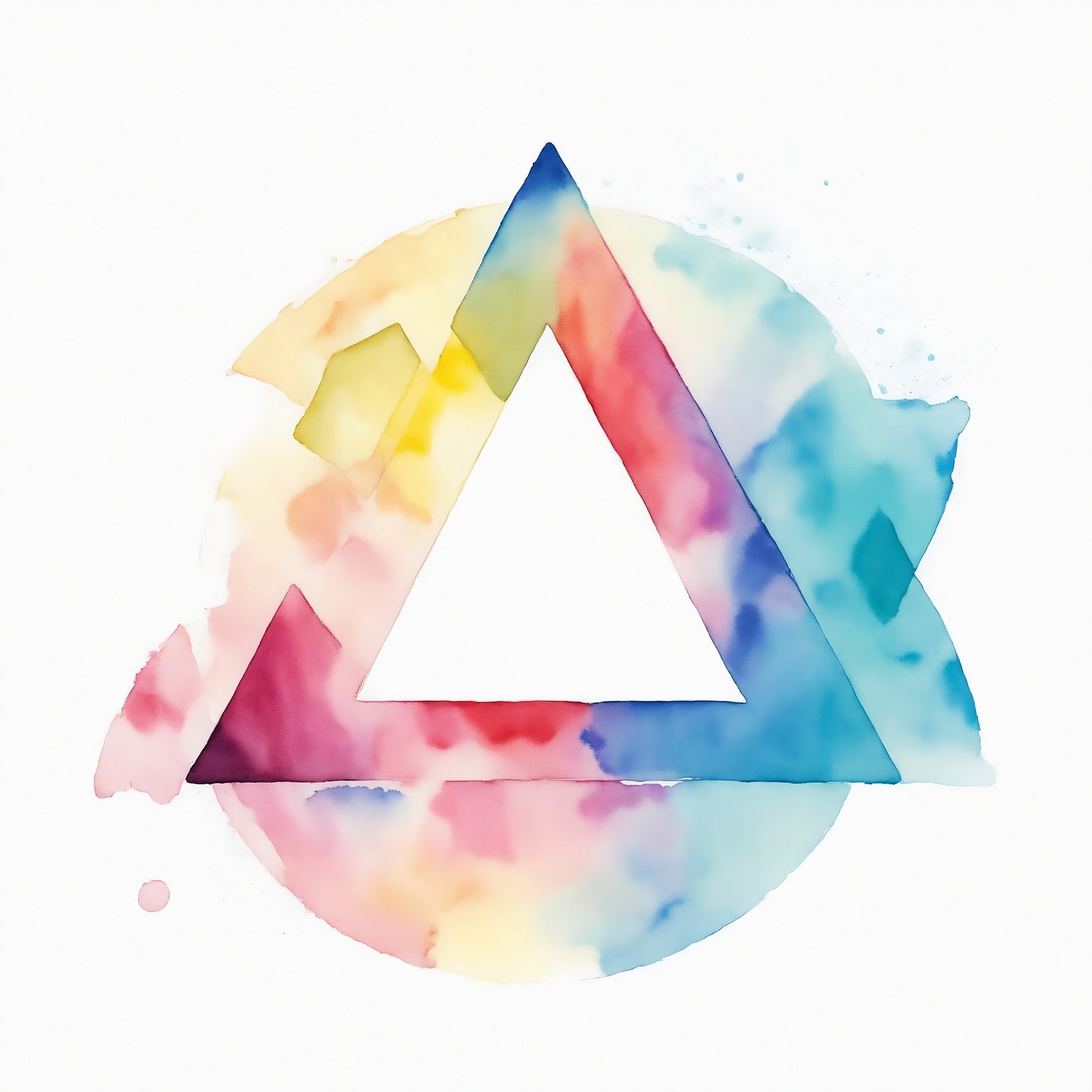 Colorful Watercolor Logo: Circle Triangle Square. Digital picture.