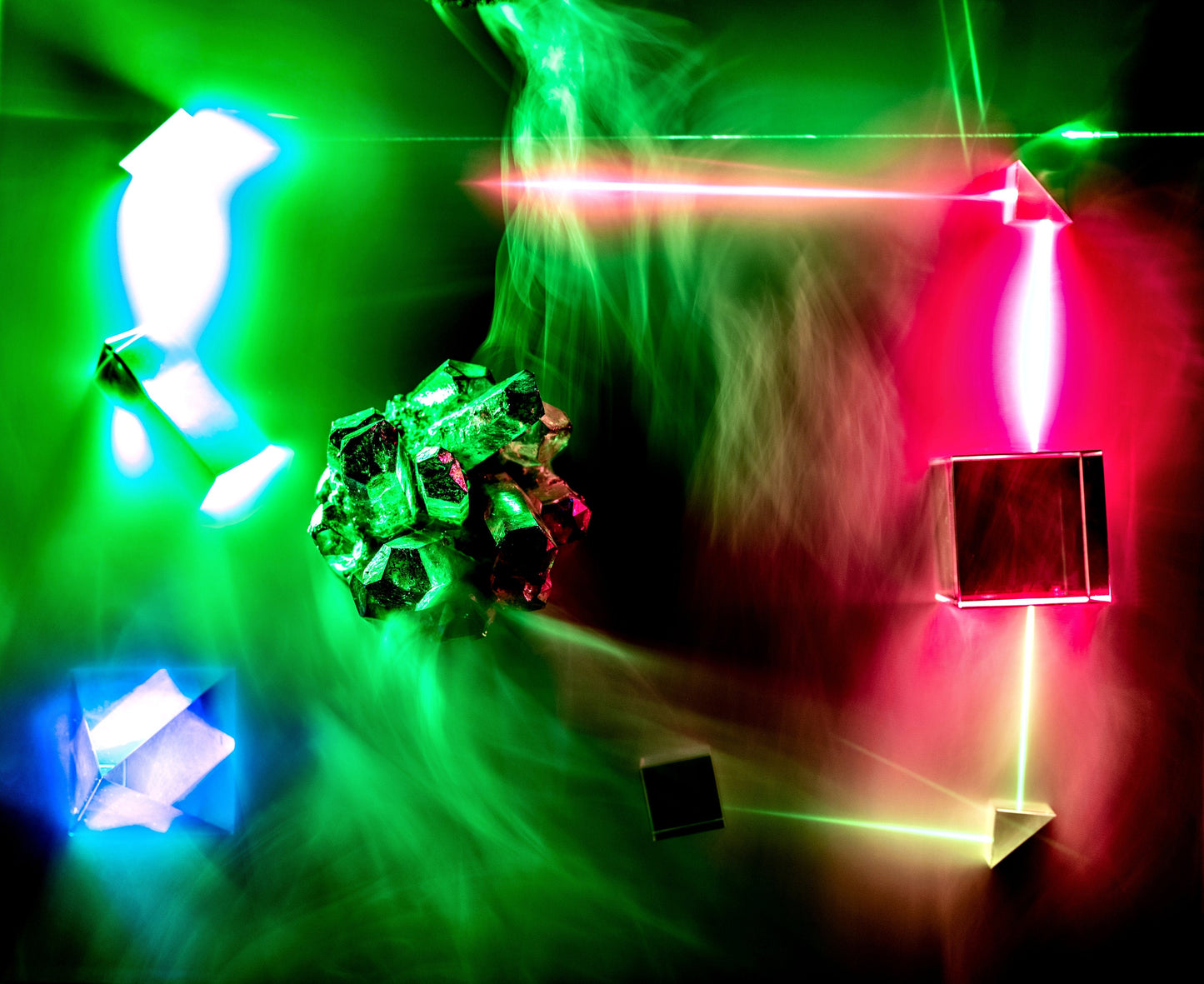 Crystals in the Prism of Light: Laser Enchantment.  Digital picture.