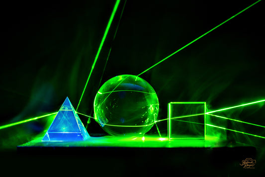 Green laser triangle, circle and square shapes