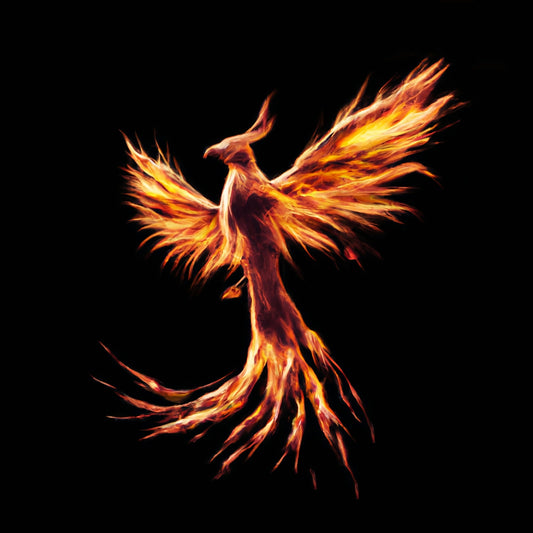 Inferno Rebirth. Fiery Phoenix: Symbol of Rebirth. Digital poster.