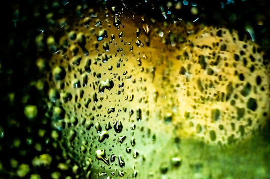 Raindrops on Glass: Abstract Yellow. Digital poster.