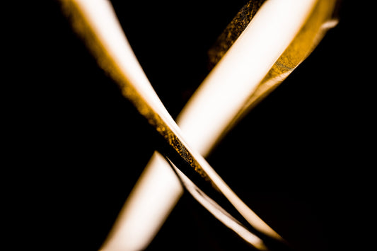 Crossed X LED Strips in Golden Frame. Digital poster.