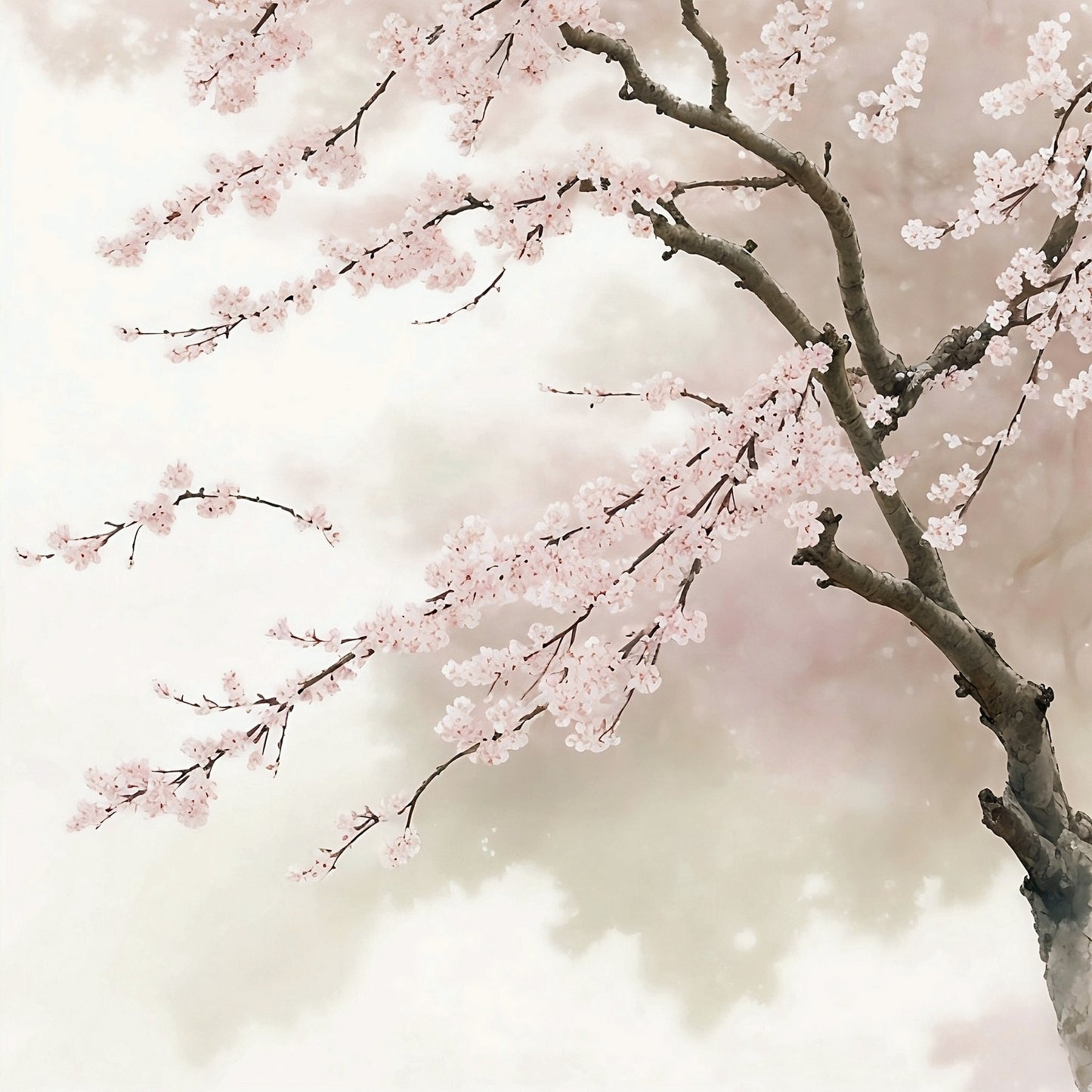 Blooming Sakura: Delicate Watercolor Artwork. Digital poster.