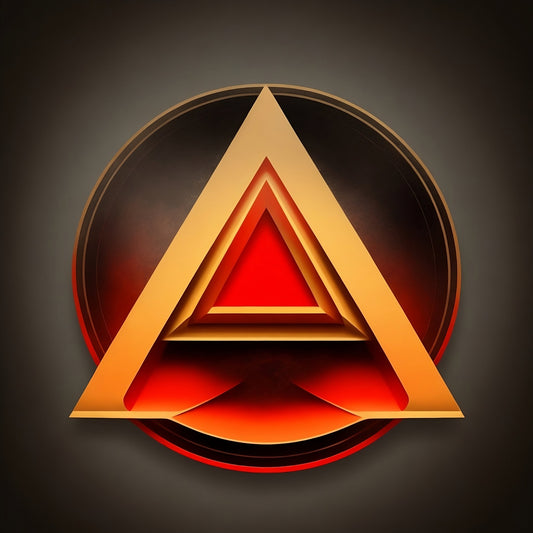 Colorful Geometric Emblem: Circle Triangle Square. Digital poster.