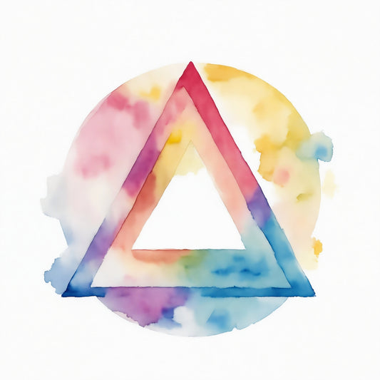 Abstract Watercolor Logo: Circle Triangle Square. Digital poster.