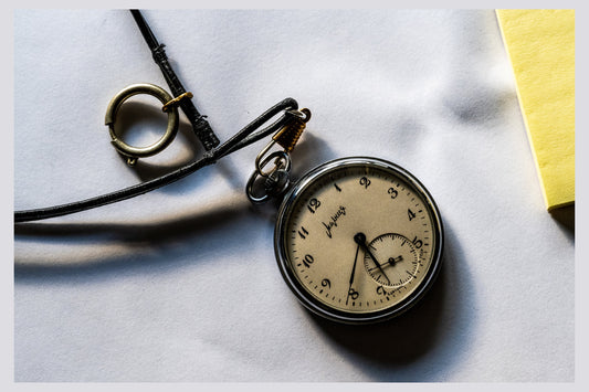 Lying Pocket Watch with Leather Cord. Digital poster.