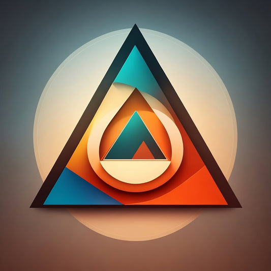 Playful Geometric Logo: Circle Triangle Square. Digital poster.