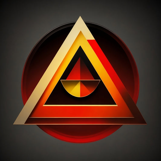 Whimsical Design: Circle Triangle Square Logo. Digital poster.