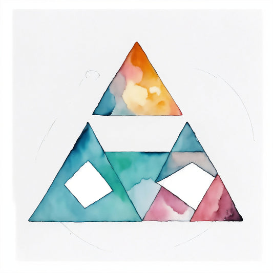 Whimsical Watercolor Emblem: Circle Triangle Square Logo. Digital poster.